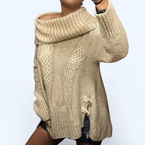 Beige Baggy Turtleneck Knit Sweater by Thistle & Lavender!